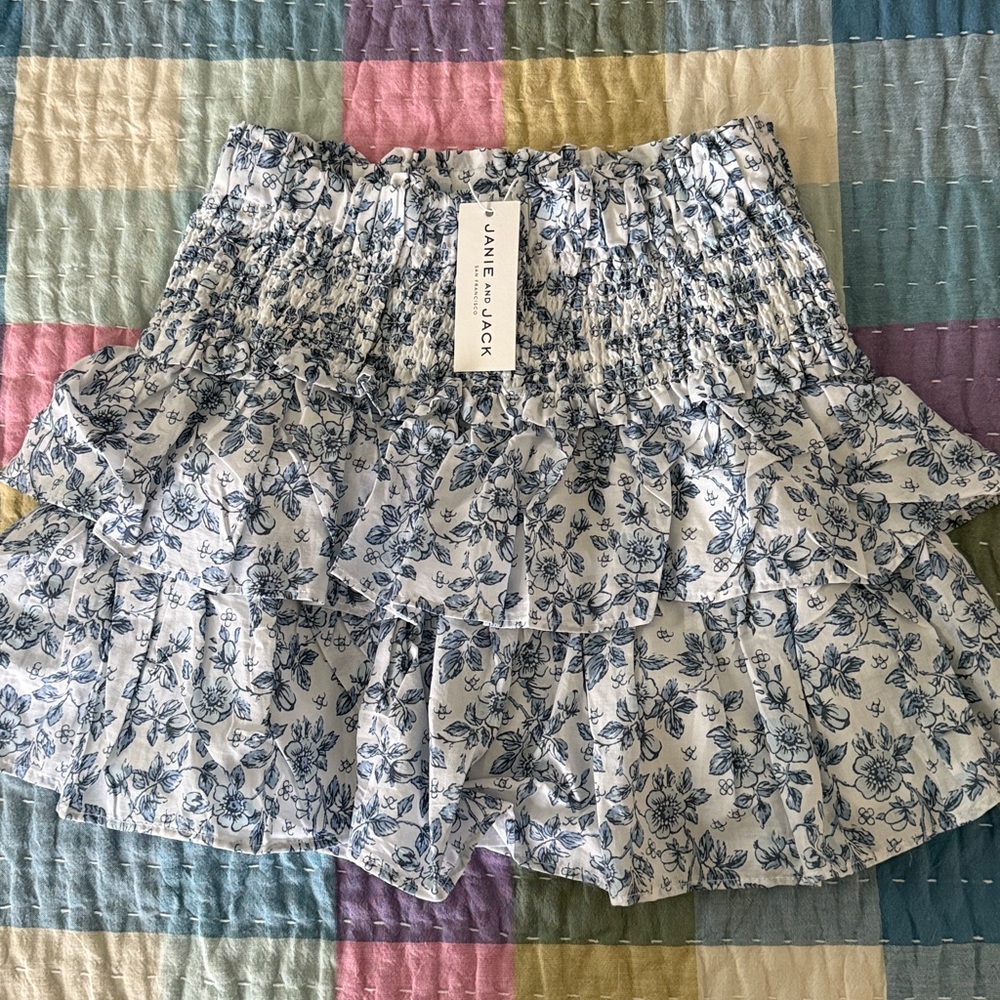 Janie and Jack Blue Floral Ruffle Skirt size 10 NEw with tags